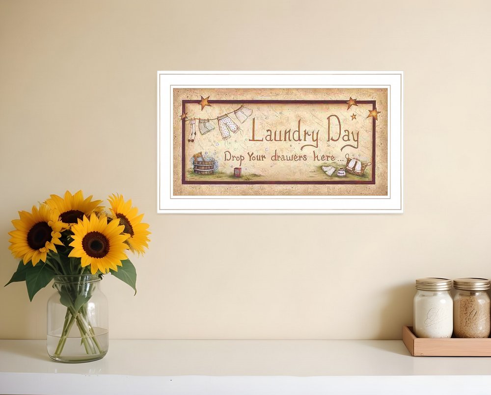 Drop Your Drawers Here White Framed Print Bathroom Wall Art HomeRoots