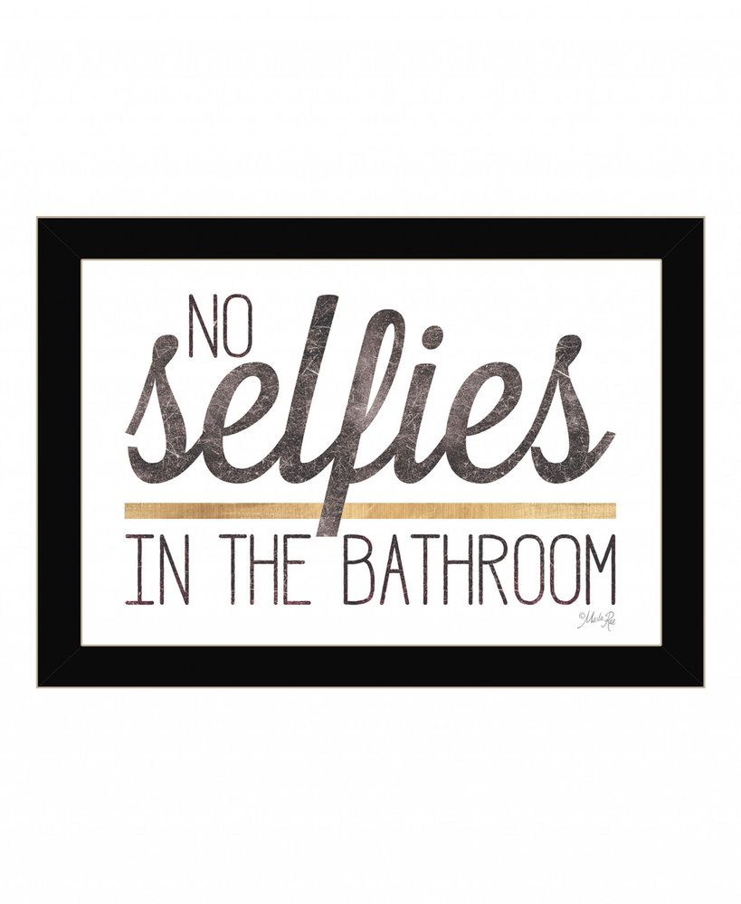 No Selfies in the Bathroom 4 Black Framed Print Bathroom Wall Art HomeRoots
