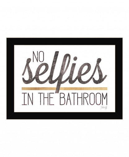 No Selfies in the Bathroom 4 Black Framed Print Bathroom Wall Art HomeRoots