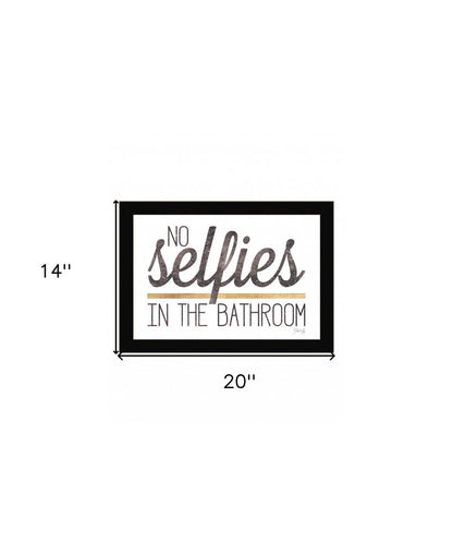 No Selfies in the Bathroom 4 Black Framed Print Bathroom Wall Art HomeRoots