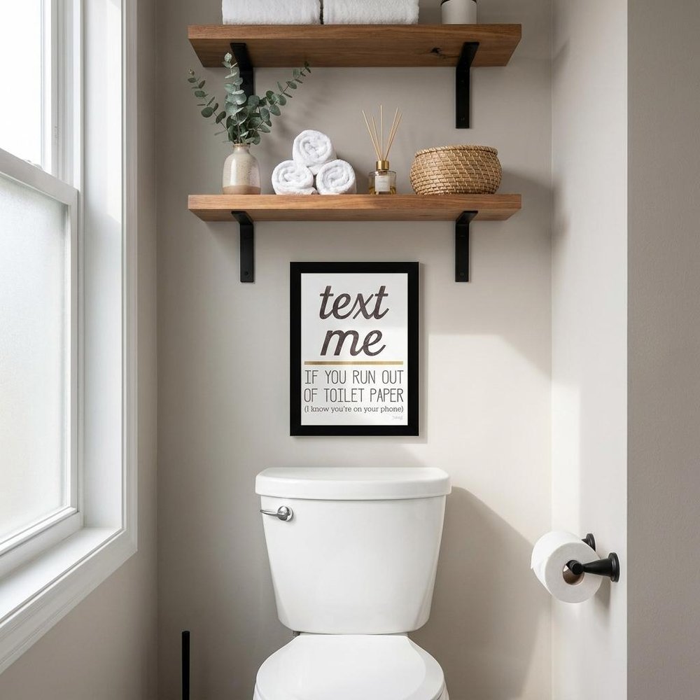 Text Me if You Run Out of Toilet Paper 1 Black Framed Print Wall Art HomeRoots
