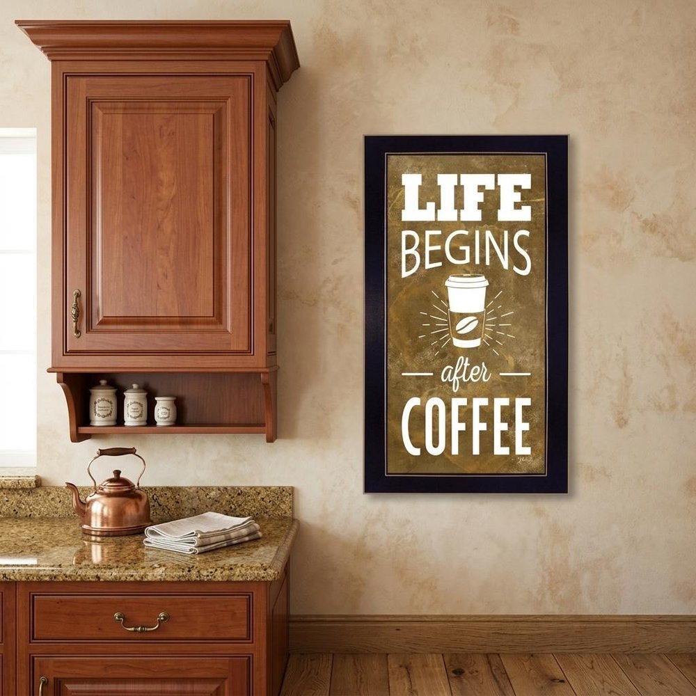 Life Begins after Coffee 1 Black Framed Print Wall Art HomeRoots