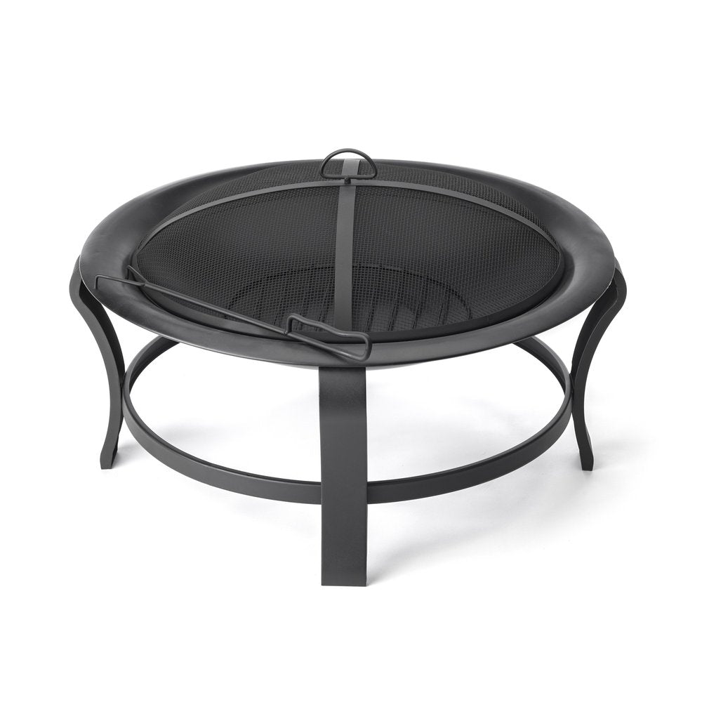 Black Steel Round Wood Burning Fire Pit HomeRoots