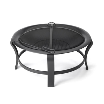 Black Steel Round Wood Burning Fire Pit HomeRoots