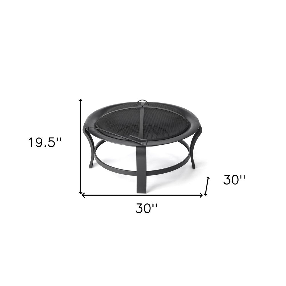 Black Steel Round Wood Burning Fire Pit HomeRoots
