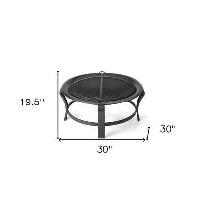 Black Steel Round Wood Burning Fire Pit HomeRoots