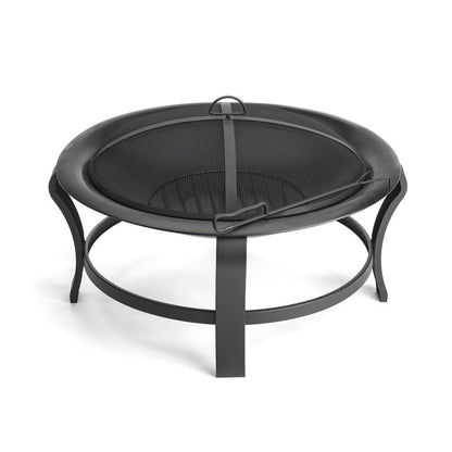 Black Steel Round Wood Burning Fire Pit HomeRoots