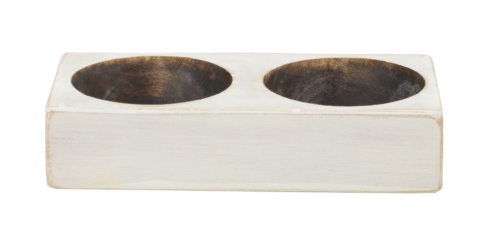 6" White Solid Wood Tabletop Candle Holder HomeRoots