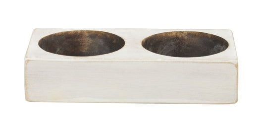 6" White Solid Wood Tabletop Candle Holder HomeRoots