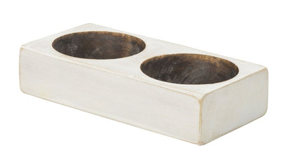 6" White Solid Wood Tabletop Candle Holder HomeRoots