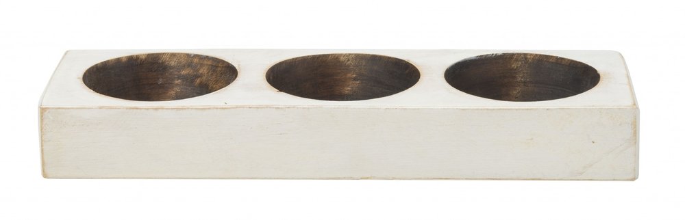 6" White Solid Wood Tabletop Candle Holder HomeRoots