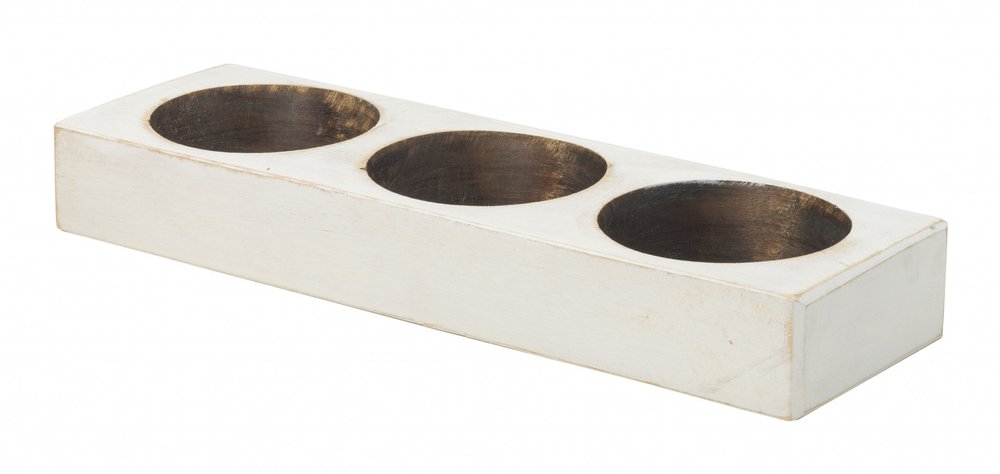 6" White Solid Wood Tabletop Candle Holder HomeRoots