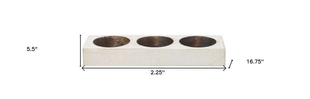 6" White Solid Wood Tabletop Candle Holder HomeRoots