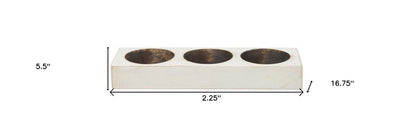 6" White Solid Wood Tabletop Candle Holder HomeRoots