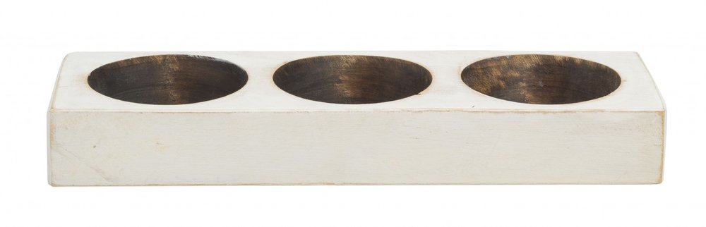 6" White Solid Wood Tabletop Candle Holder HomeRoots