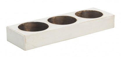 6" White Solid Wood Tabletop Candle Holder HomeRoots