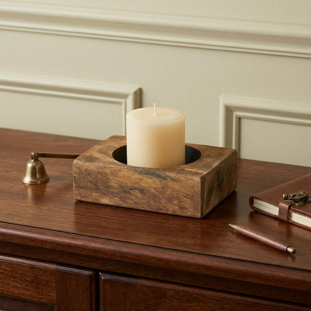 4" Wide Pillar Tabletop Pillar Candle Holder HomeRoots
