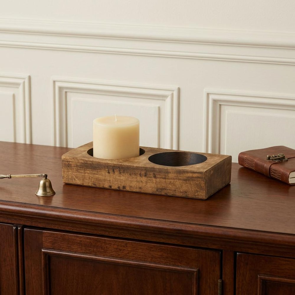 4" Wide Pillar Tabletop Pillar Candle Holder HomeRoots