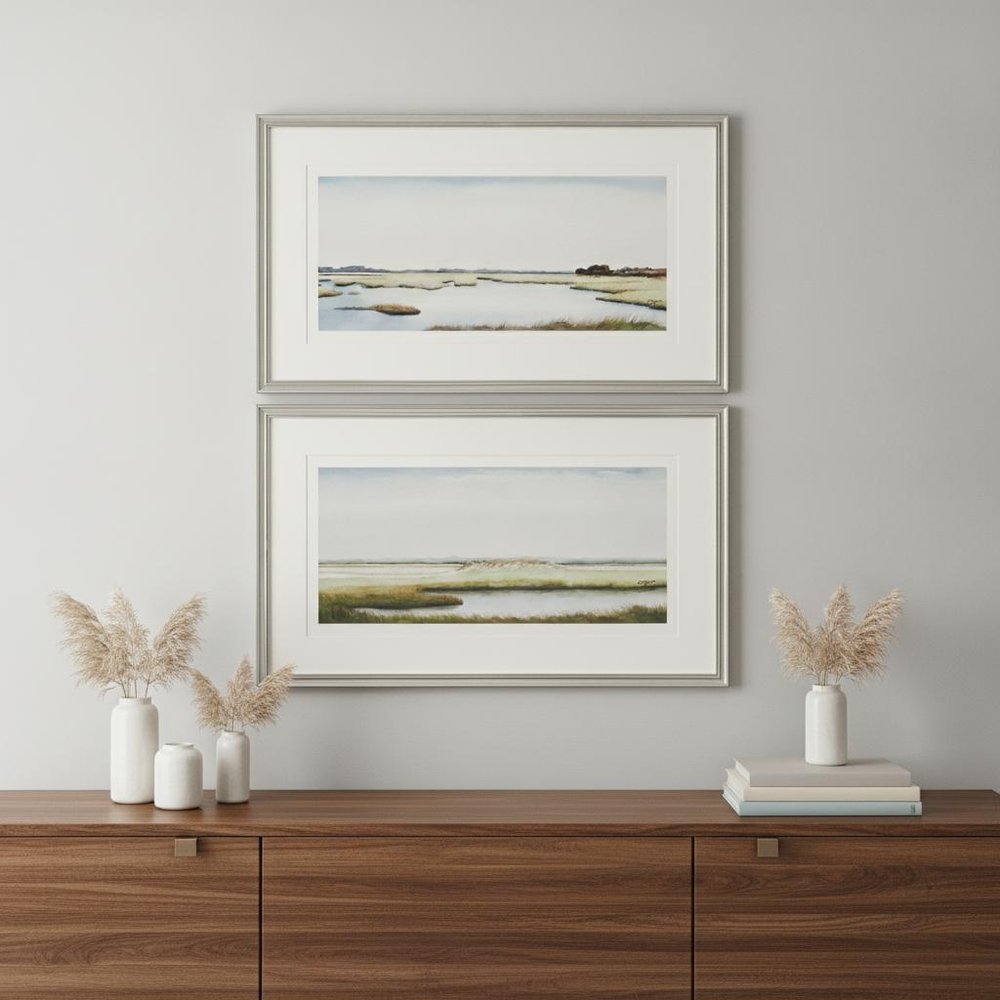 Set Of Two Marshlands Silver Print Wall Art HomeRoots