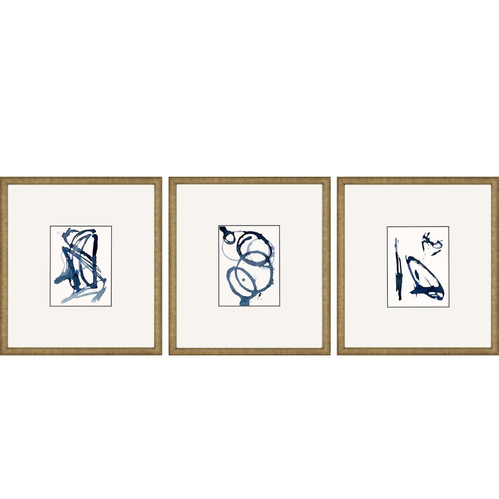 Set Of Three Mayhem II Framed Art Gold Picture Frame Print Wall Art HomeRoots