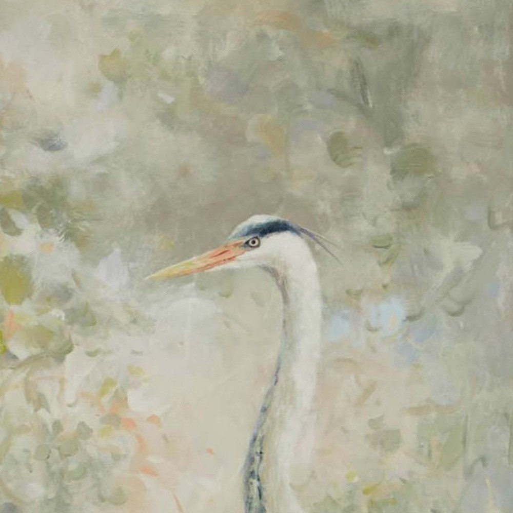 Set Of Two Wading Heron Canvas Silver Floater Frame Print Wall Art HomeRoots
