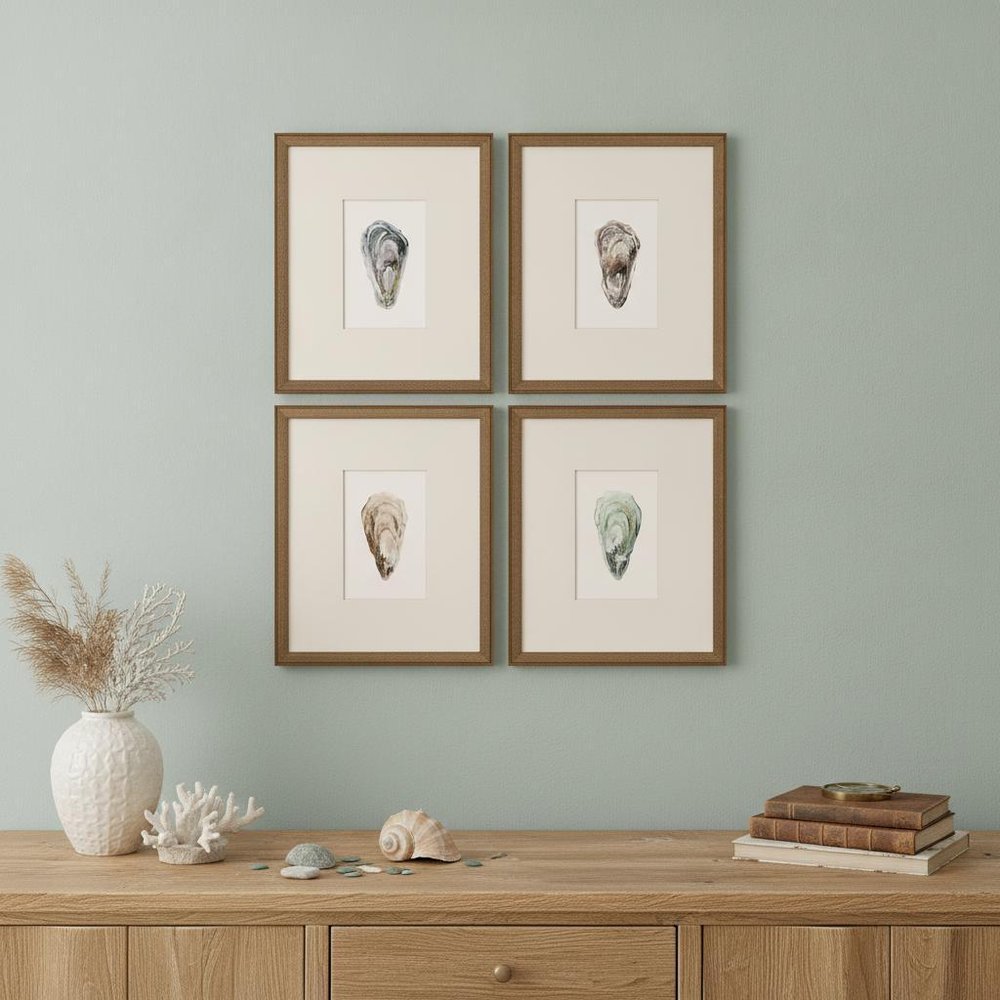 Set Of Four Ocean Blades Gold Framed Print Wall Art HomeRoots