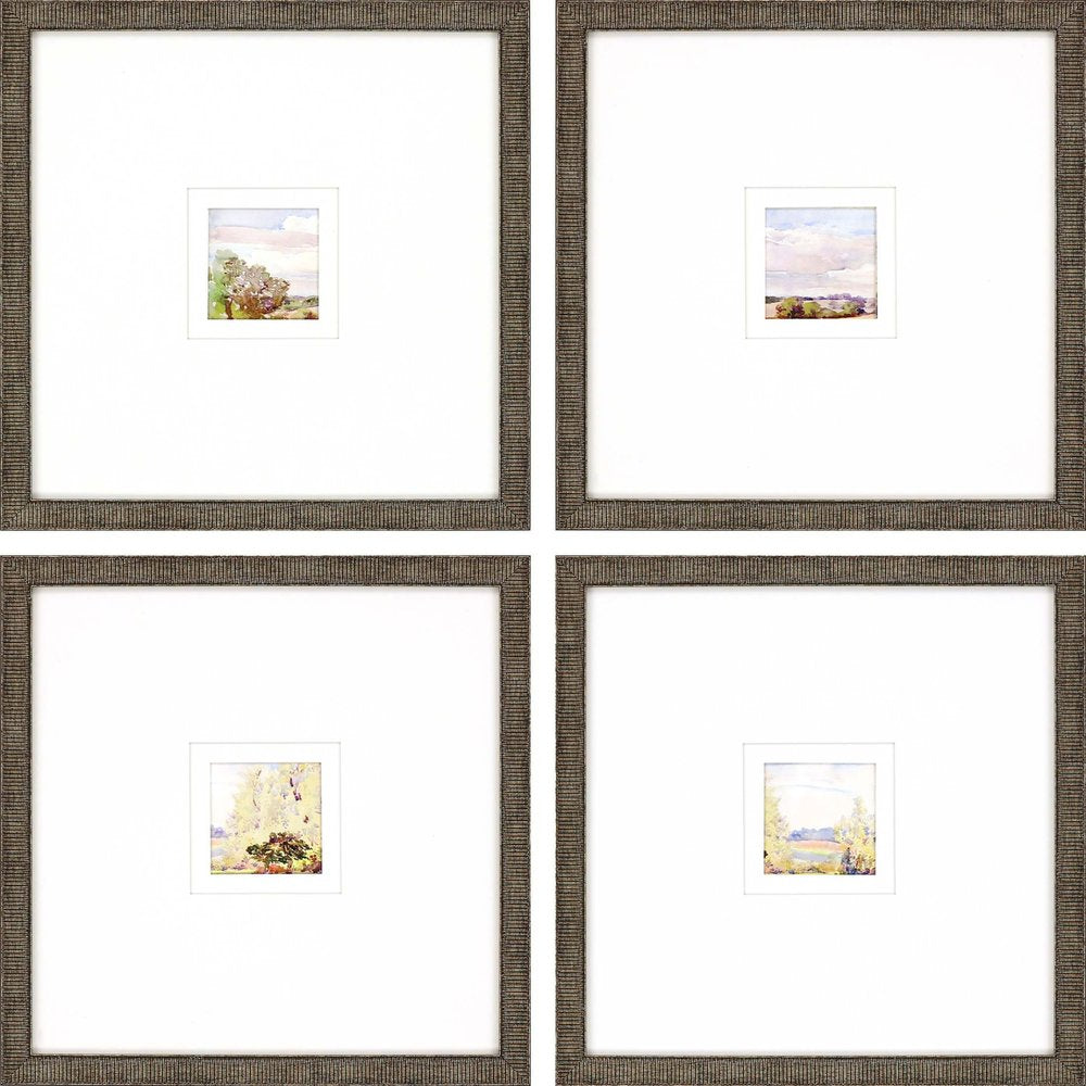 Set Of Four Petite Placid Gold Framed Print Wall Art HomeRoots