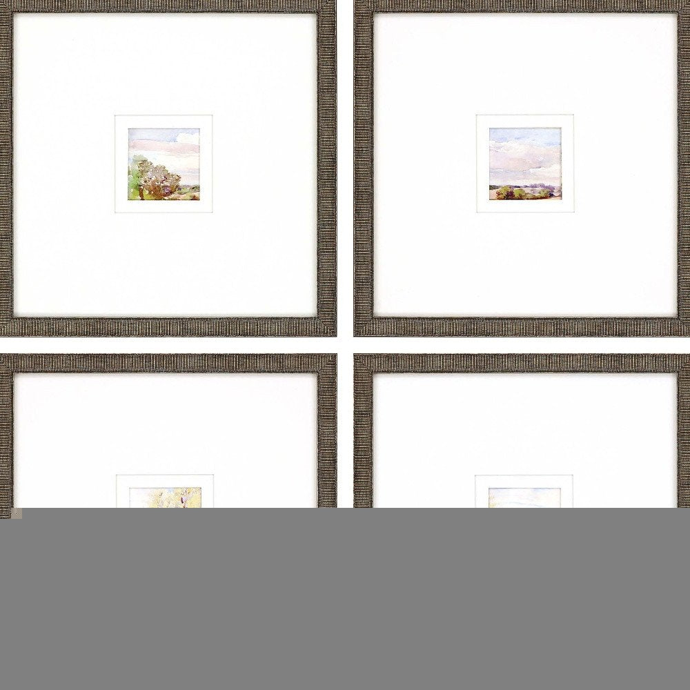 Set Of Four Petite Placid Gold Framed Print Wall Art HomeRoots