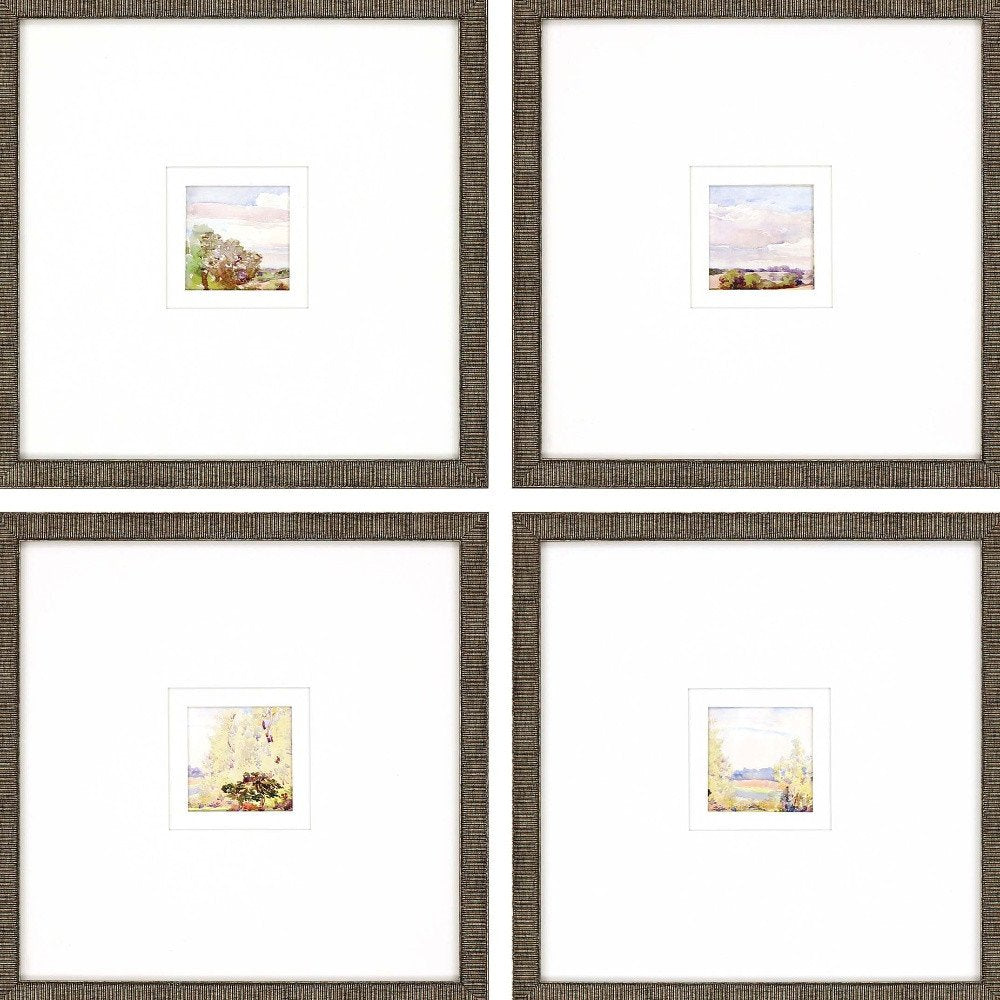 Set Of Four Petite Placid Gold Framed Print Wall Art HomeRoots