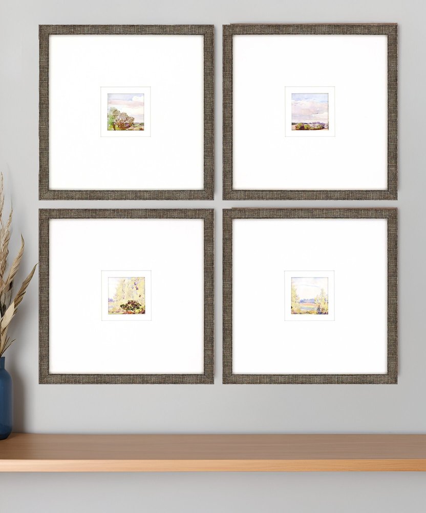 Set Of Four Petite Placid Gold Framed Print Wall Art HomeRoots