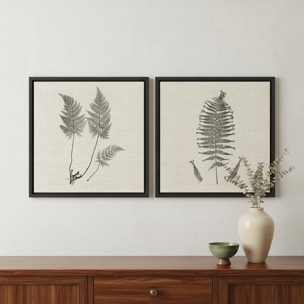 Set Of Two Modern Ferns I Brown Framed Print Wall Art HomeRoots