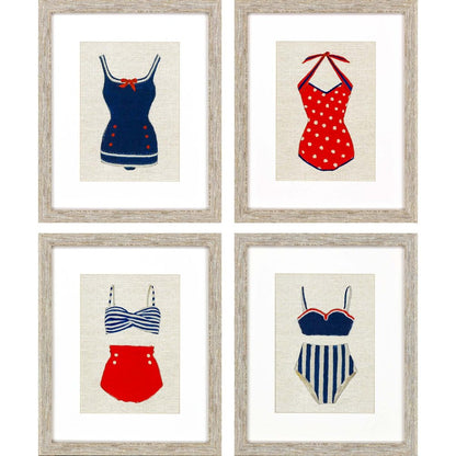 Set Of Four Red White And Blue Swimsuits Framed Print Wall Art HomeRoots