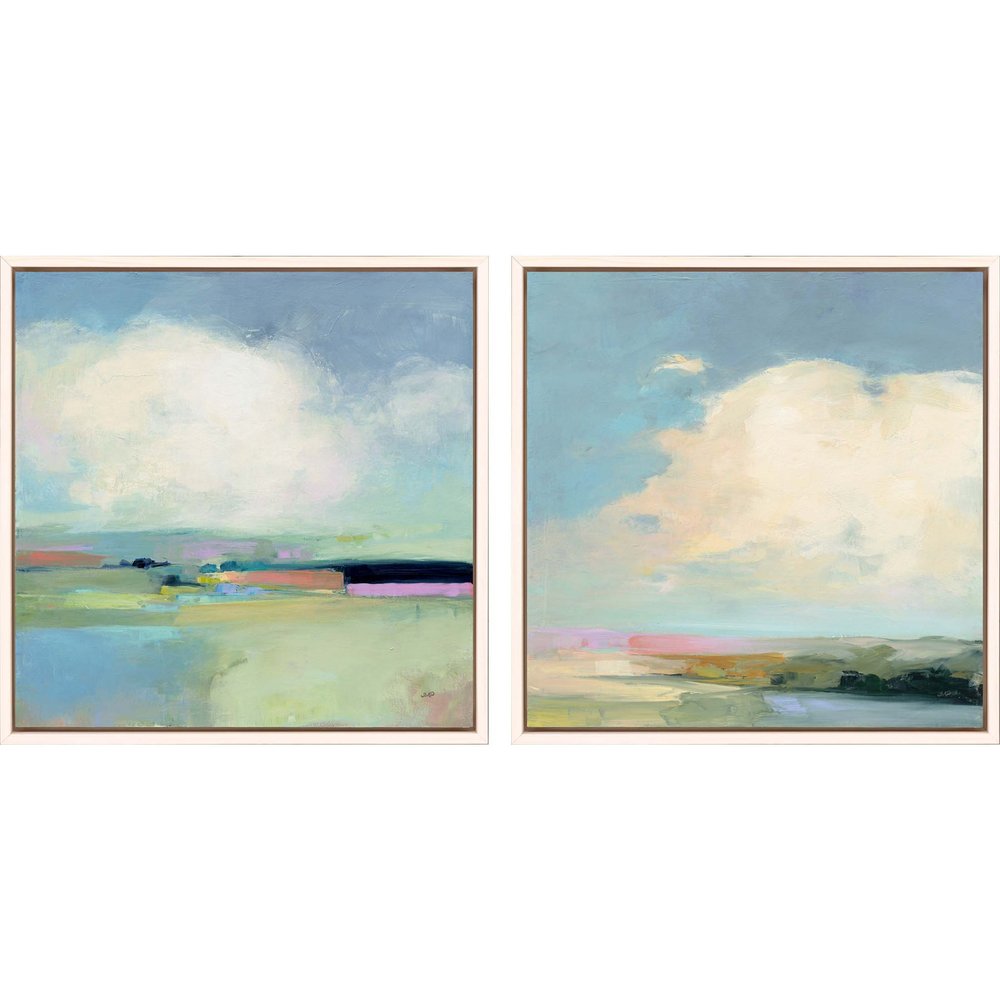 Set Of Two Colorful Horizon White Floater Frame Print Wall Art HomeRoots
