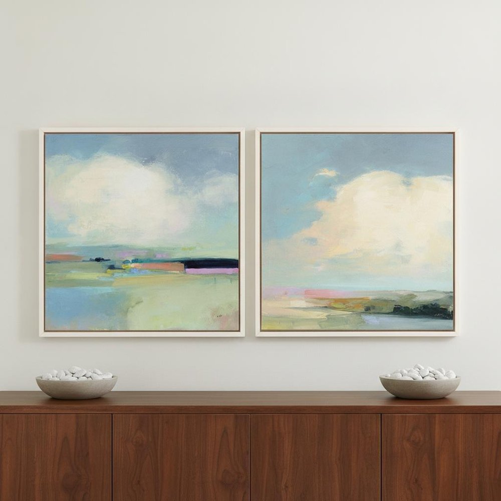 Set Of Two Colorful Horizon White Floater Frame Print Wall Art HomeRoots