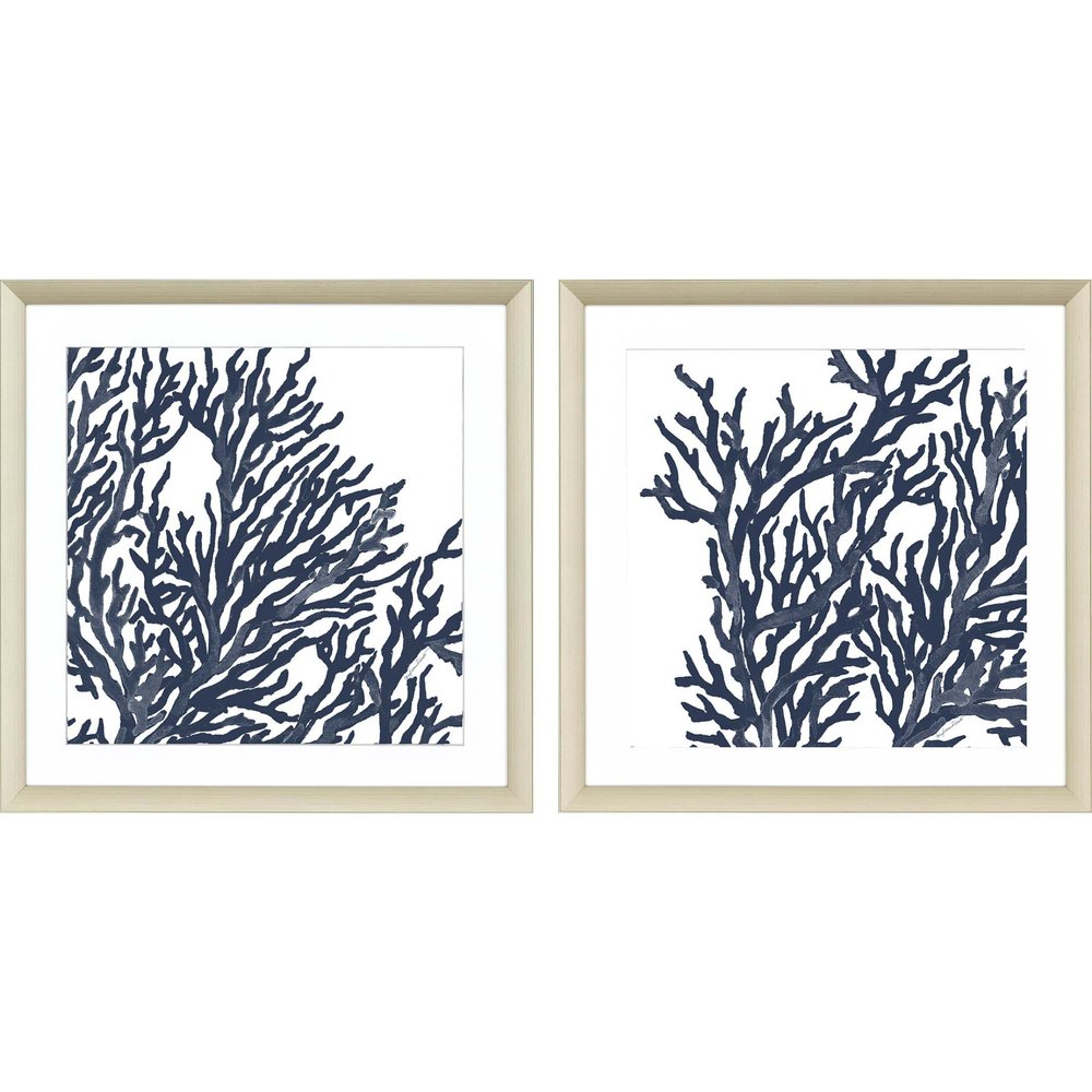 Set Of Two Blue Coral I Silver Framed Print Wall Art HomeRoots