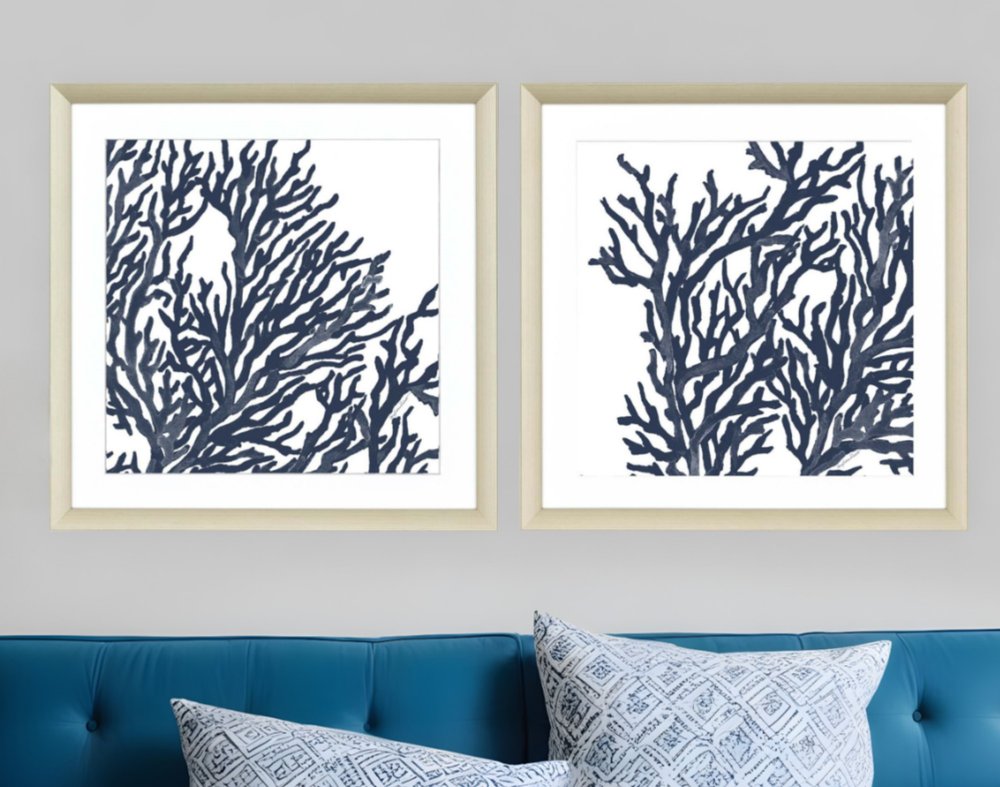 Set Of Two Blue Coral I Silver Framed Print Wall Art HomeRoots