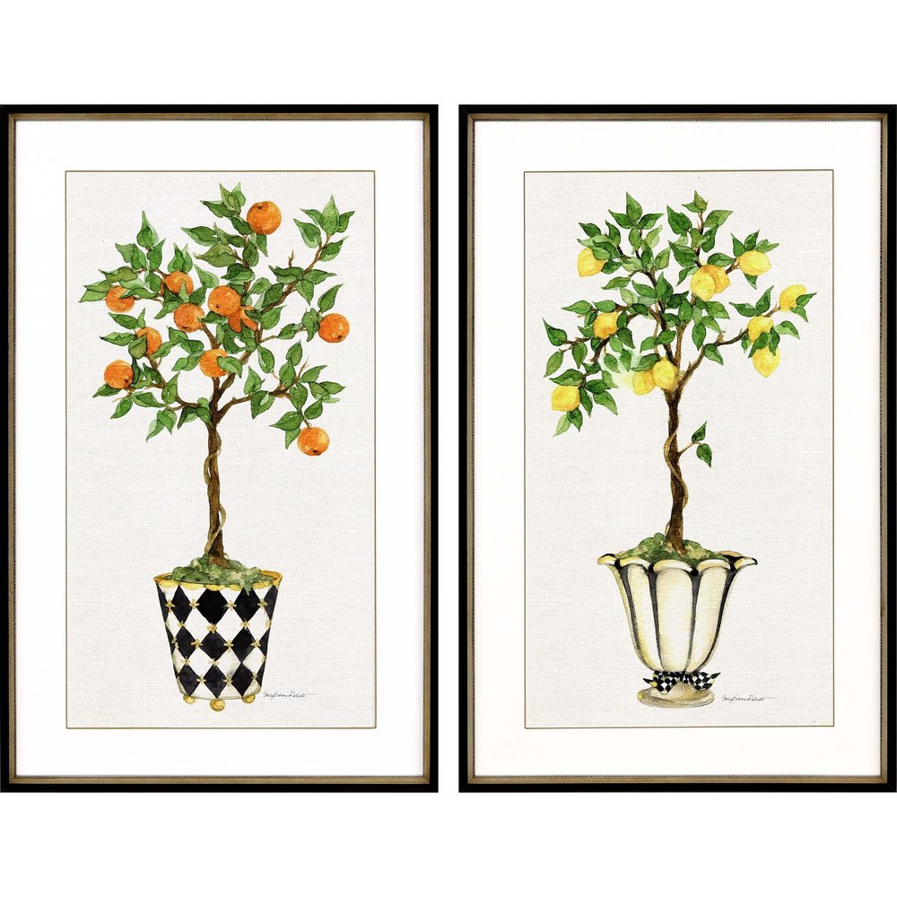 Set Of Two Fruit Topiary Black Framed Print Wall Art HomeRoots