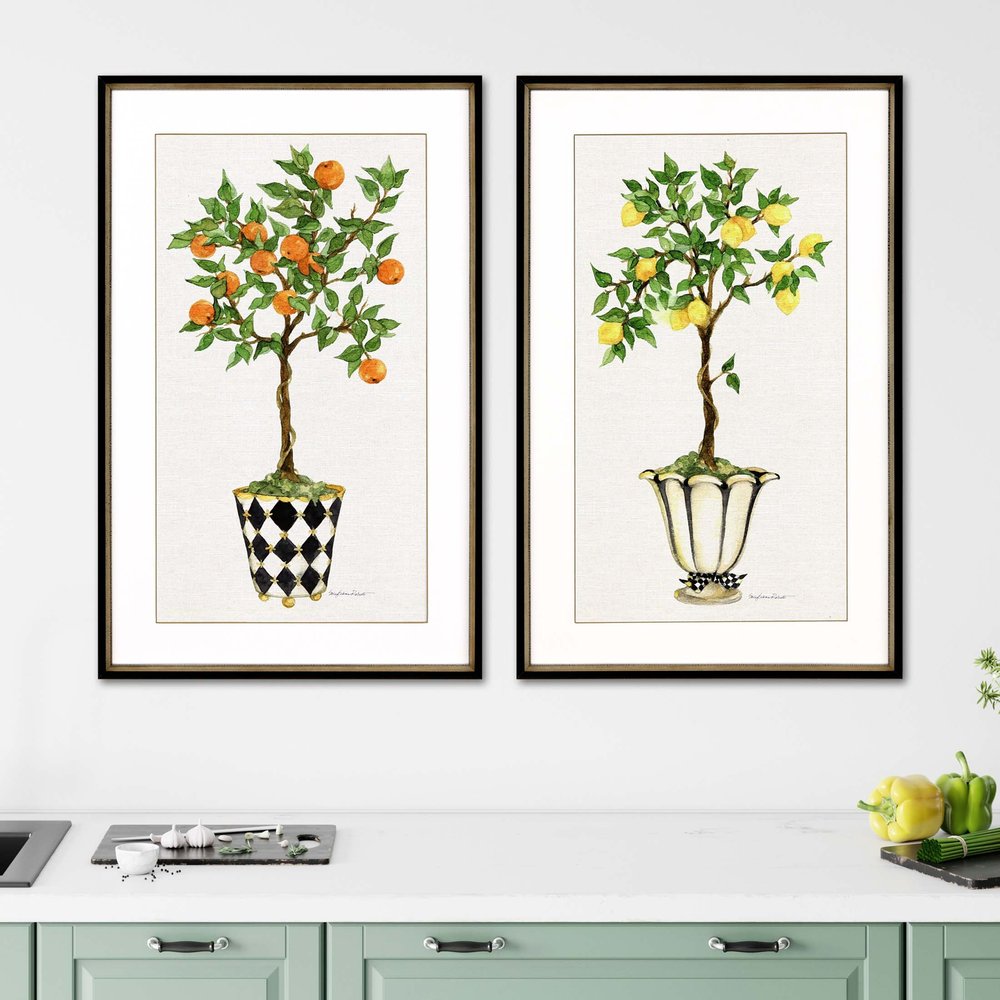 Set Of Two Fruit Topiary Black Framed Print Wall Art HomeRoots