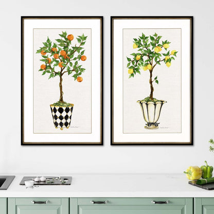 Set Of Two Fruit Topiary Black Framed Print Wall Art HomeRoots
