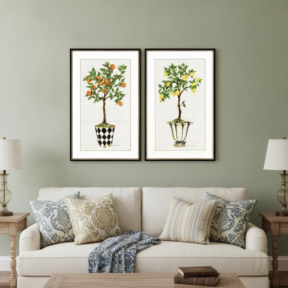 Set Of Two Fruit Topiary Black Framed Print Wall Art HomeRoots