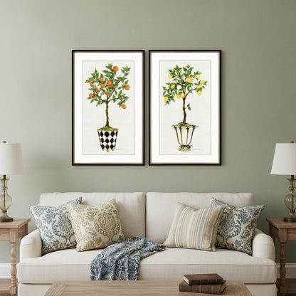 Set Of Two Fruit Topiary Black Framed Print Wall Art HomeRoots