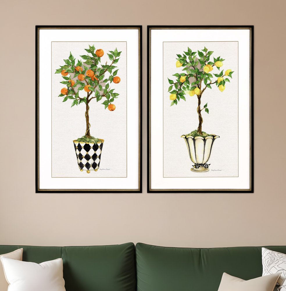 Set Of Two Fruit Topiary Black Framed Print Wall Art HomeRoots