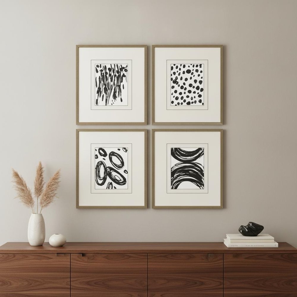 Set Of Four Perception Gold Framed Print Wall Art HomeRoots