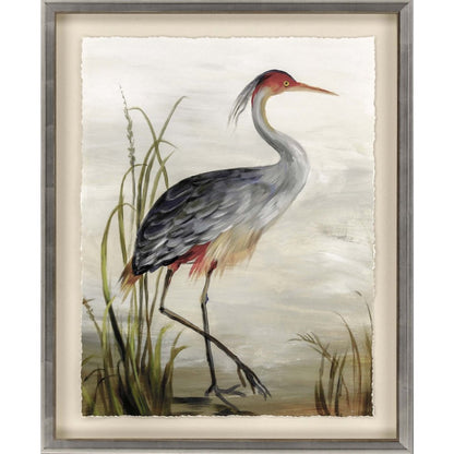 Grey Heron Silver Frame Coastal Wall Art HomeRoots