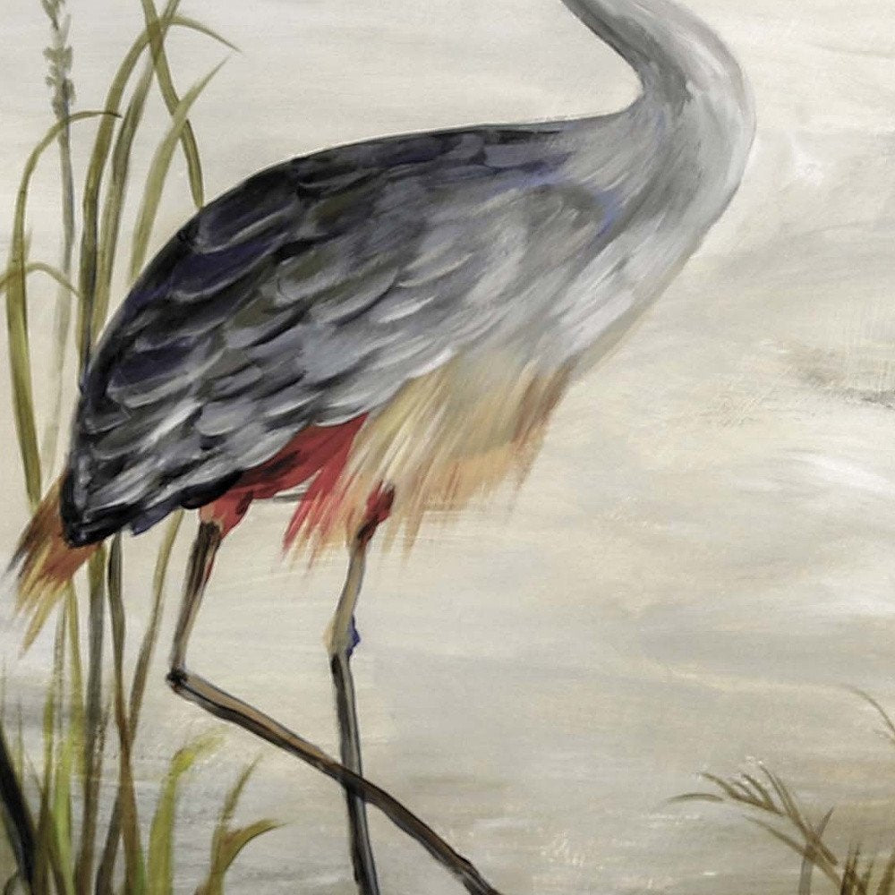 Grey Heron Silver Frame Coastal Wall Art HomeRoots