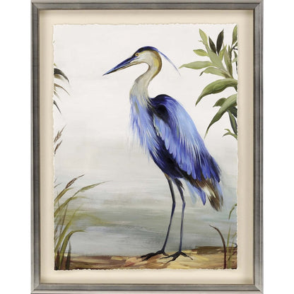 Blue Heron Framed Art Silver Picture Frame Print Wall Art HomeRoots