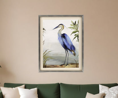 Blue Heron Framed Art Silver Picture Frame Print Wall Art HomeRoots