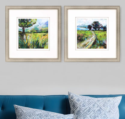Set Of Two Wildflower Meadow Gold Framed Print Wall Art HomeRoots