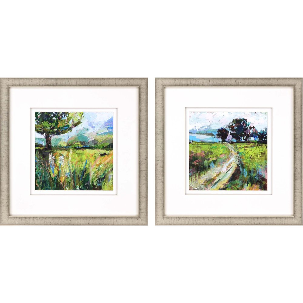 Set Of Two Wildflower Meadow Gold Framed Print Wall Art HomeRoots
