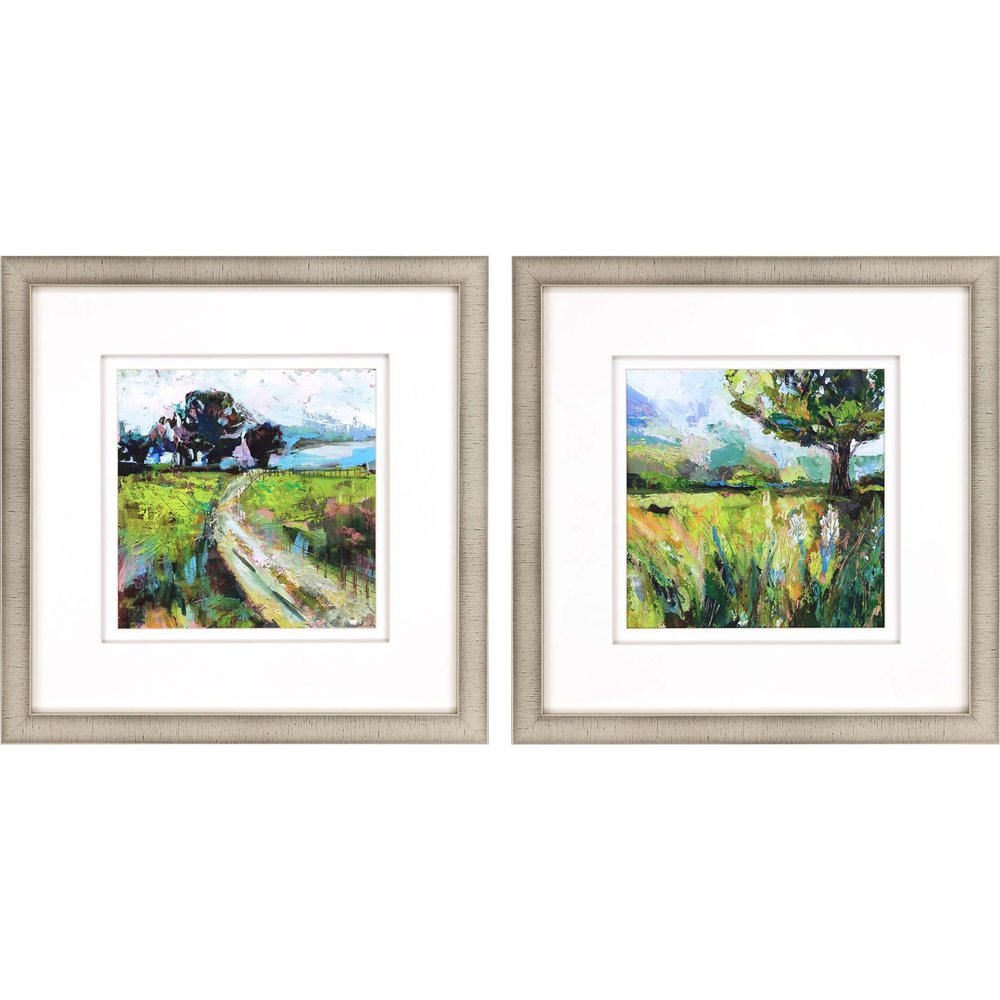 Set Of Two Wildflower Meadow Gold Framed Print Wall Art HomeRoots